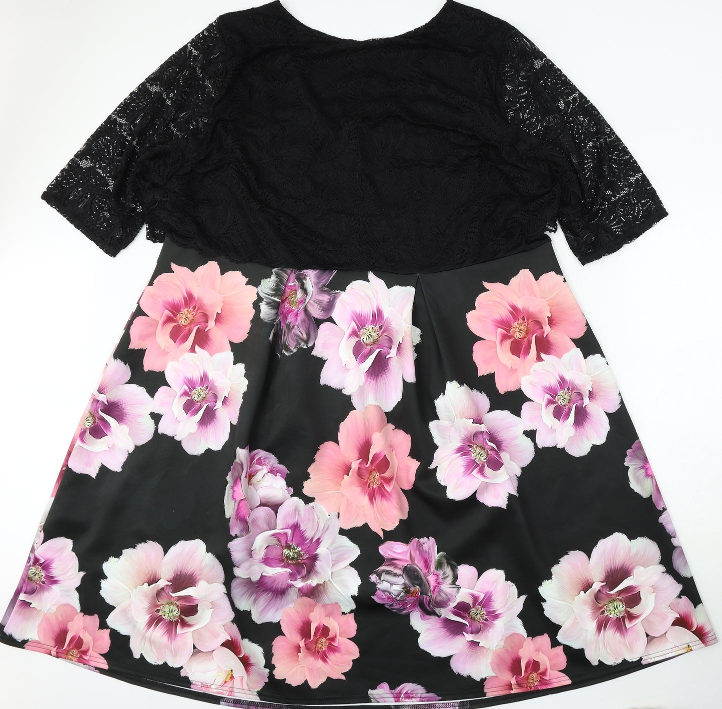 Yours Womens Multicoloured Floral Polyester Trapeze & Swing Size 26 Round Neck