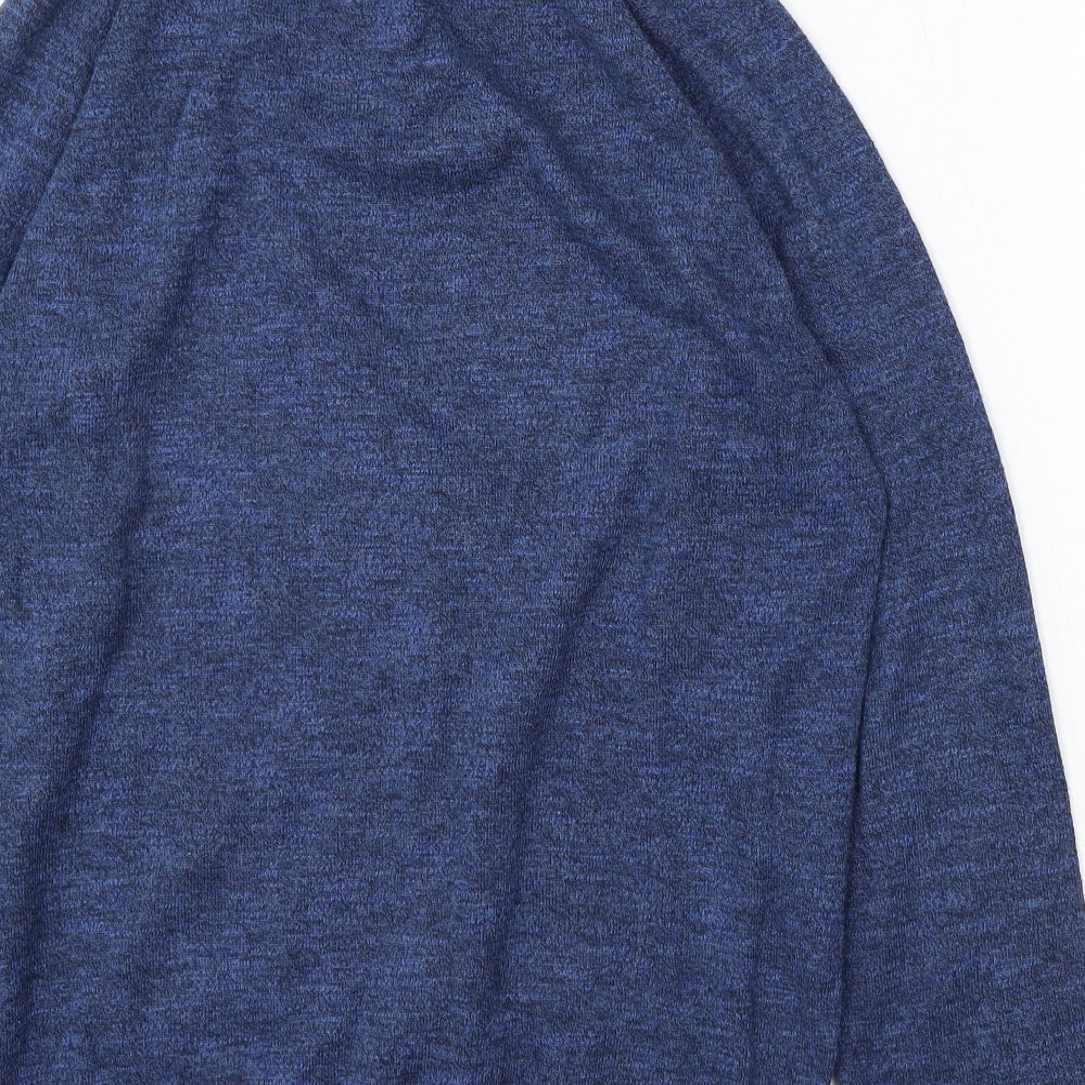 F&F Mens Blue Mock Neck Cotton Pullover Jumper Size M