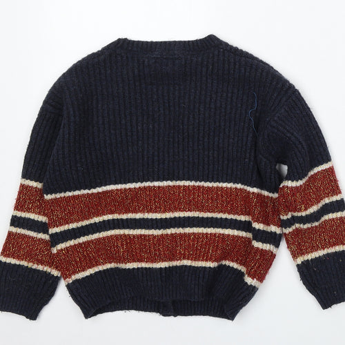 Marks and Spencer Girls Blue V-Neck Acrylic Cardigan Jumper Size 8-9 Years - harry potter