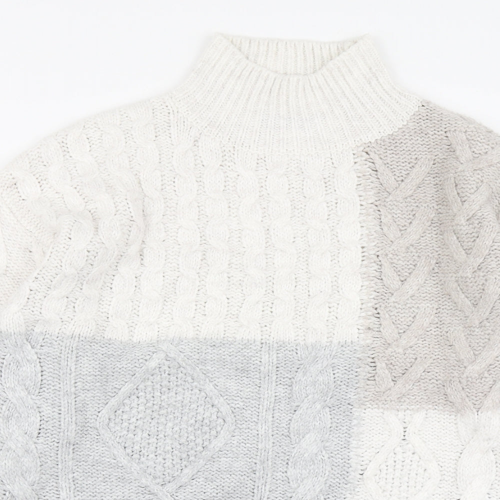 F&F Womens Beige High Neck Acrylic Pullover Jumper Size 16