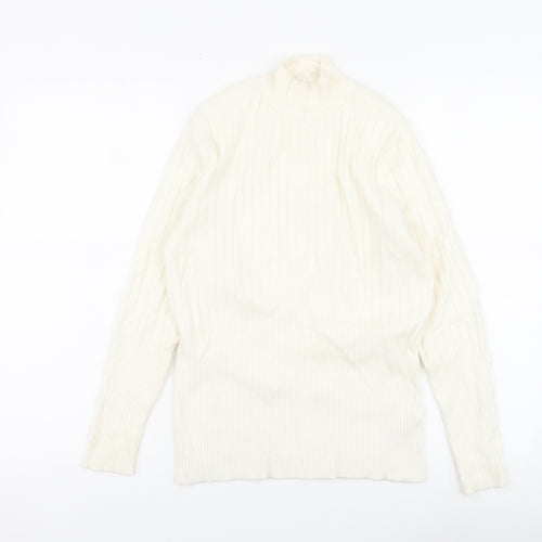 Marks and Spencer Womens Ivory High Neck Viscose Pullover Jumper Size 14