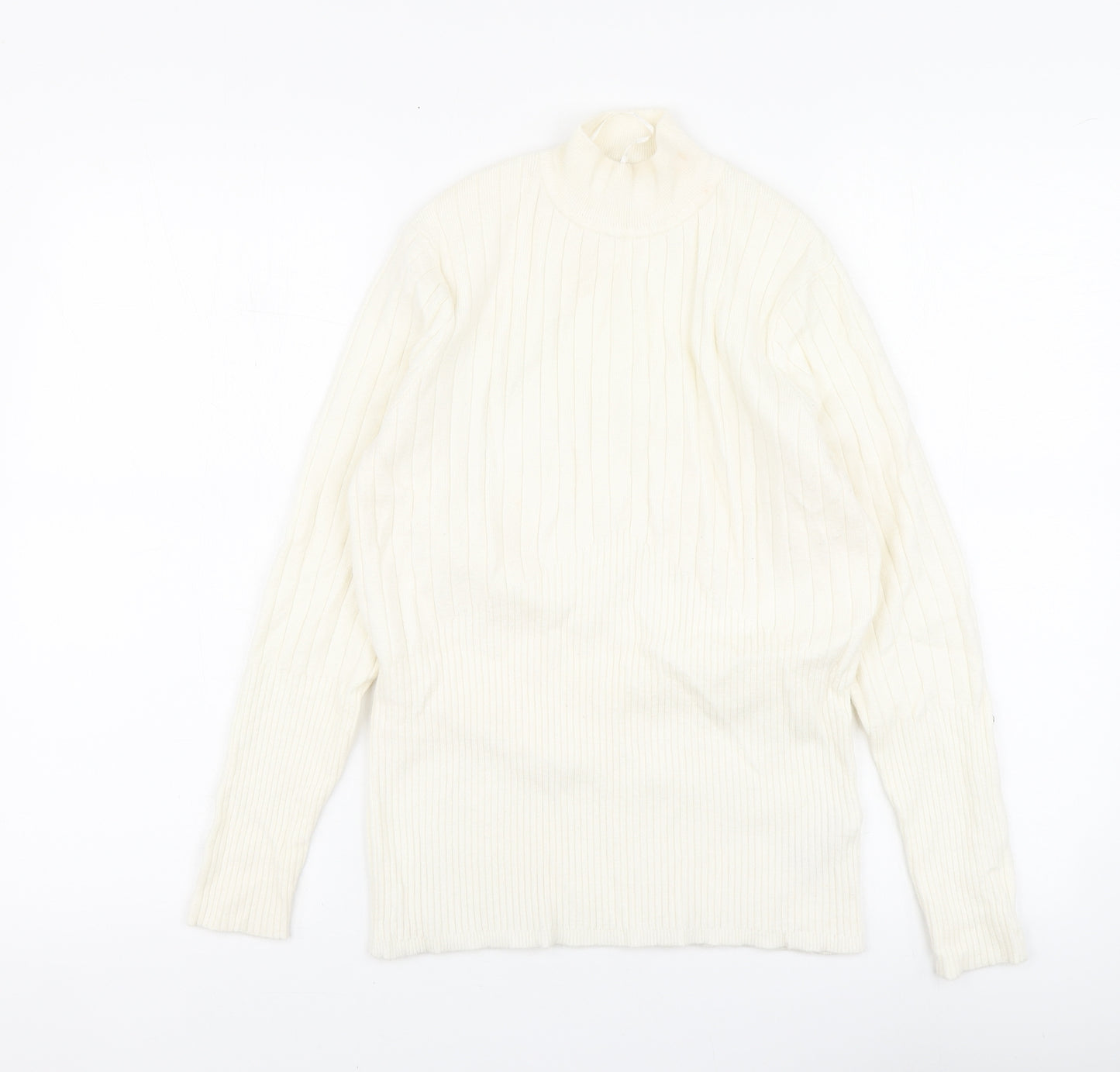 Marks and Spencer Womens Ivory High Neck Viscose Pullover Jumper Size 14