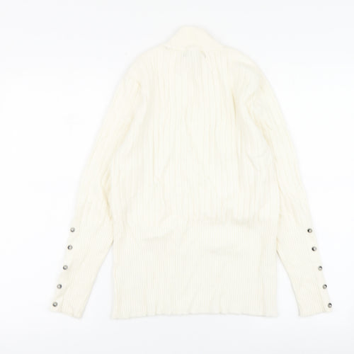 Marks and Spencer Womens Ivory High Neck Viscose Pullover Jumper Size 14