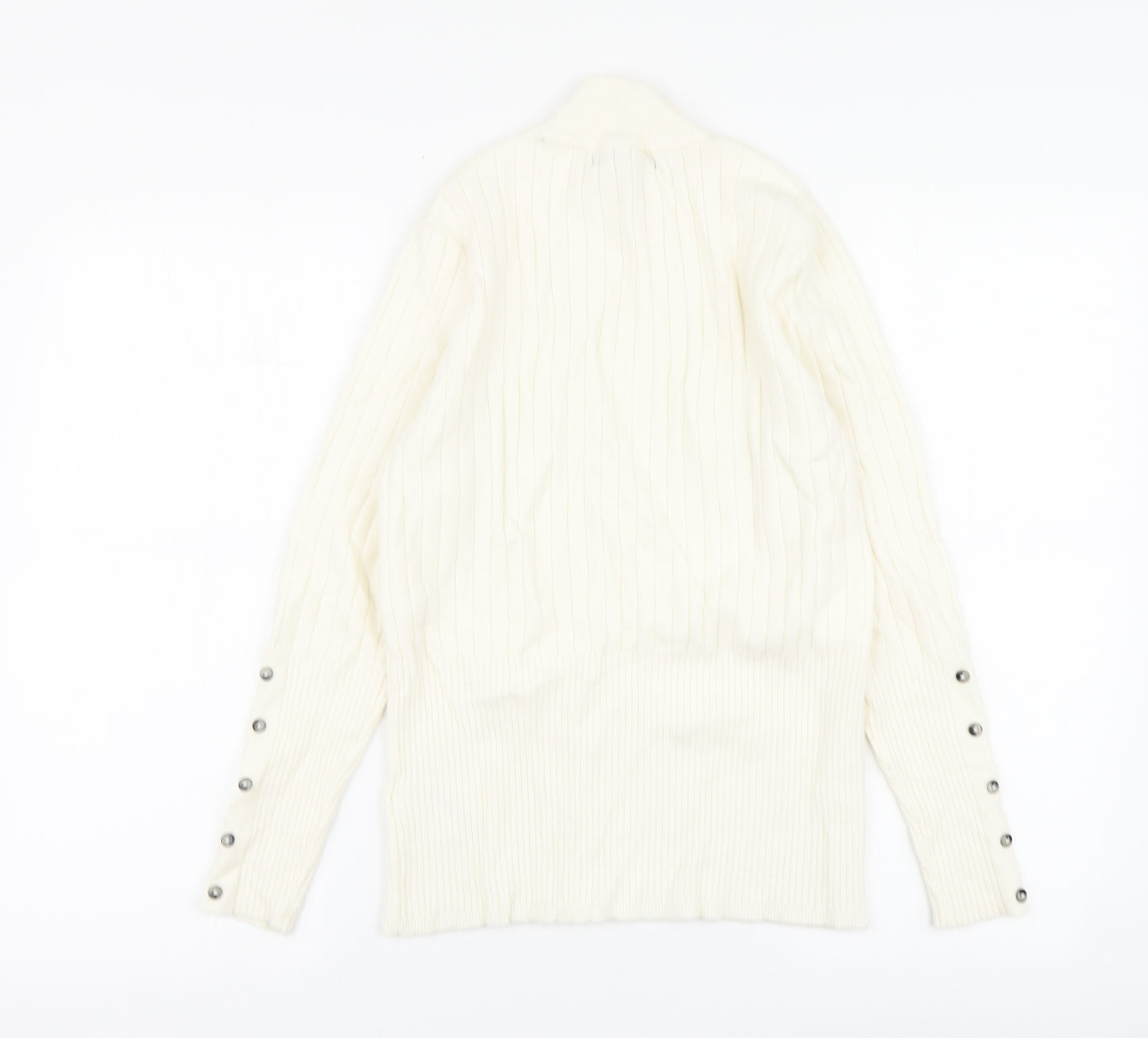 Marks and Spencer Womens Ivory High Neck Viscose Pullover Jumper Size 14