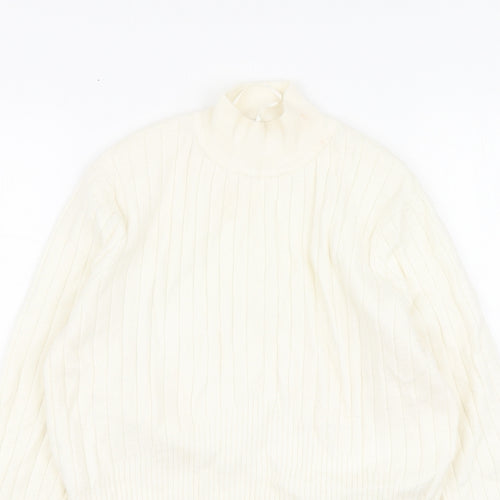Marks and Spencer Womens Ivory High Neck Viscose Pullover Jumper Size 14