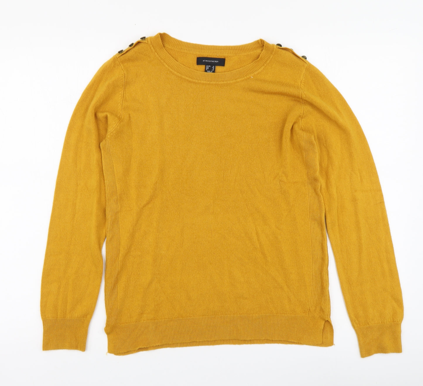 Atmosphere Womens Yellow Round Neck Acrylic Pullover Jumper Size 12