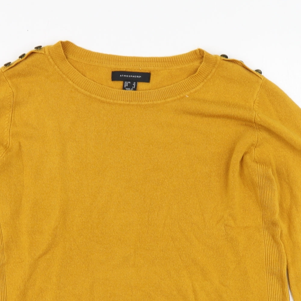 Atmosphere Womens Yellow Round Neck Acrylic Pullover Jumper Size 12