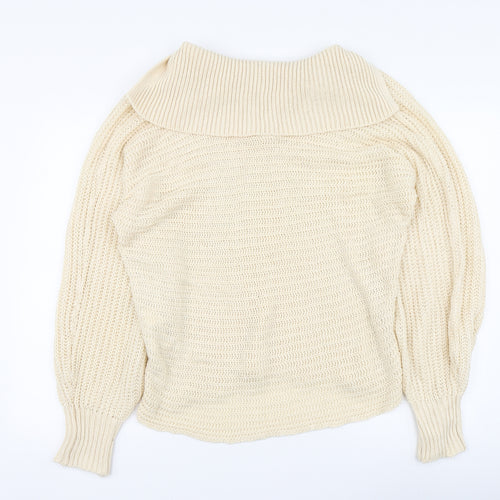 Missguided Womens Beige V-Neck Acrylic Pullover Jumper Size 8