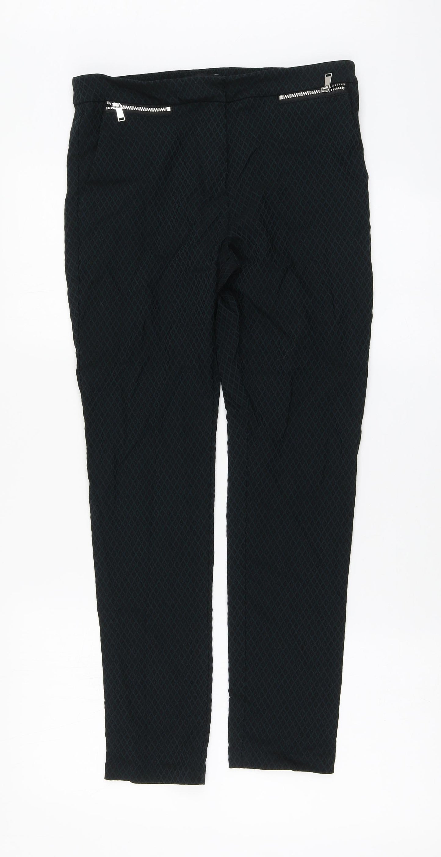 F&F Womens Green Geometric Viscose Jegging Leggings Size 10 L27 in