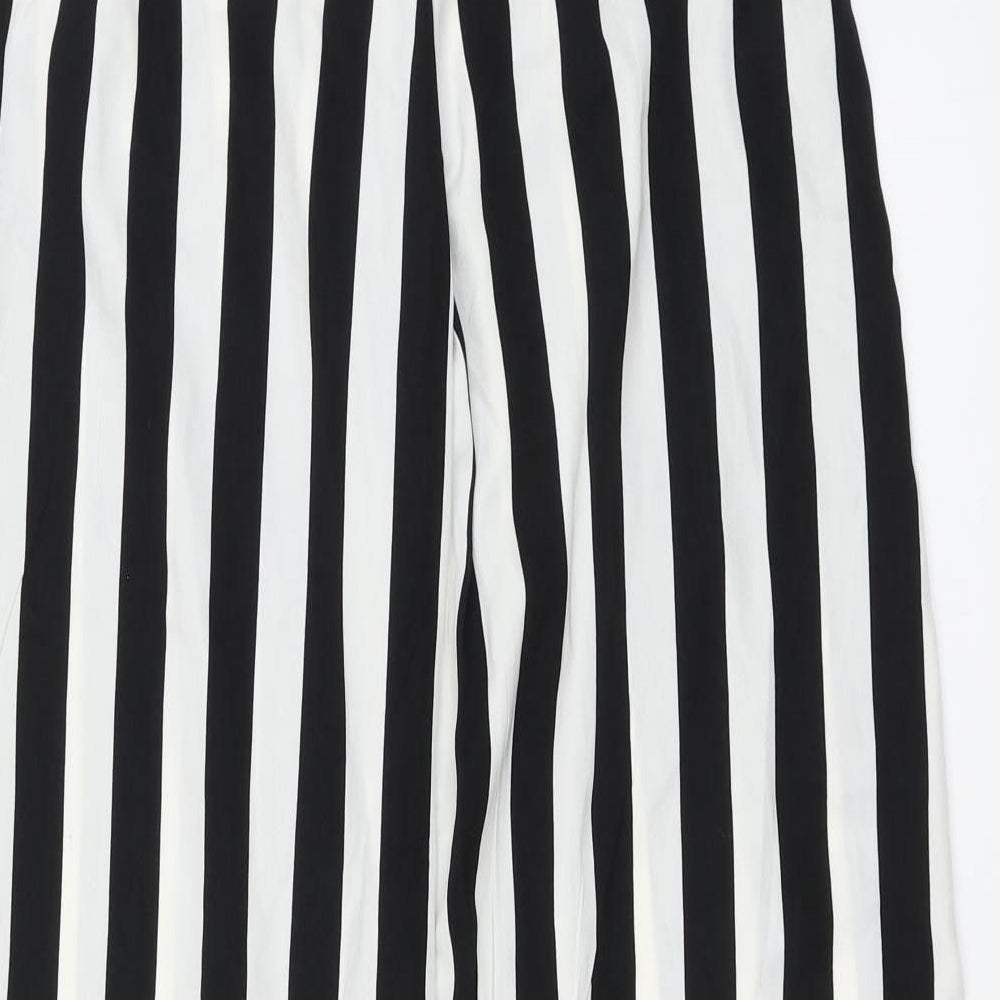 PRETTYLITTLETHING Womens Black Striped Polyester Trousers Size 6 L31 in Regular