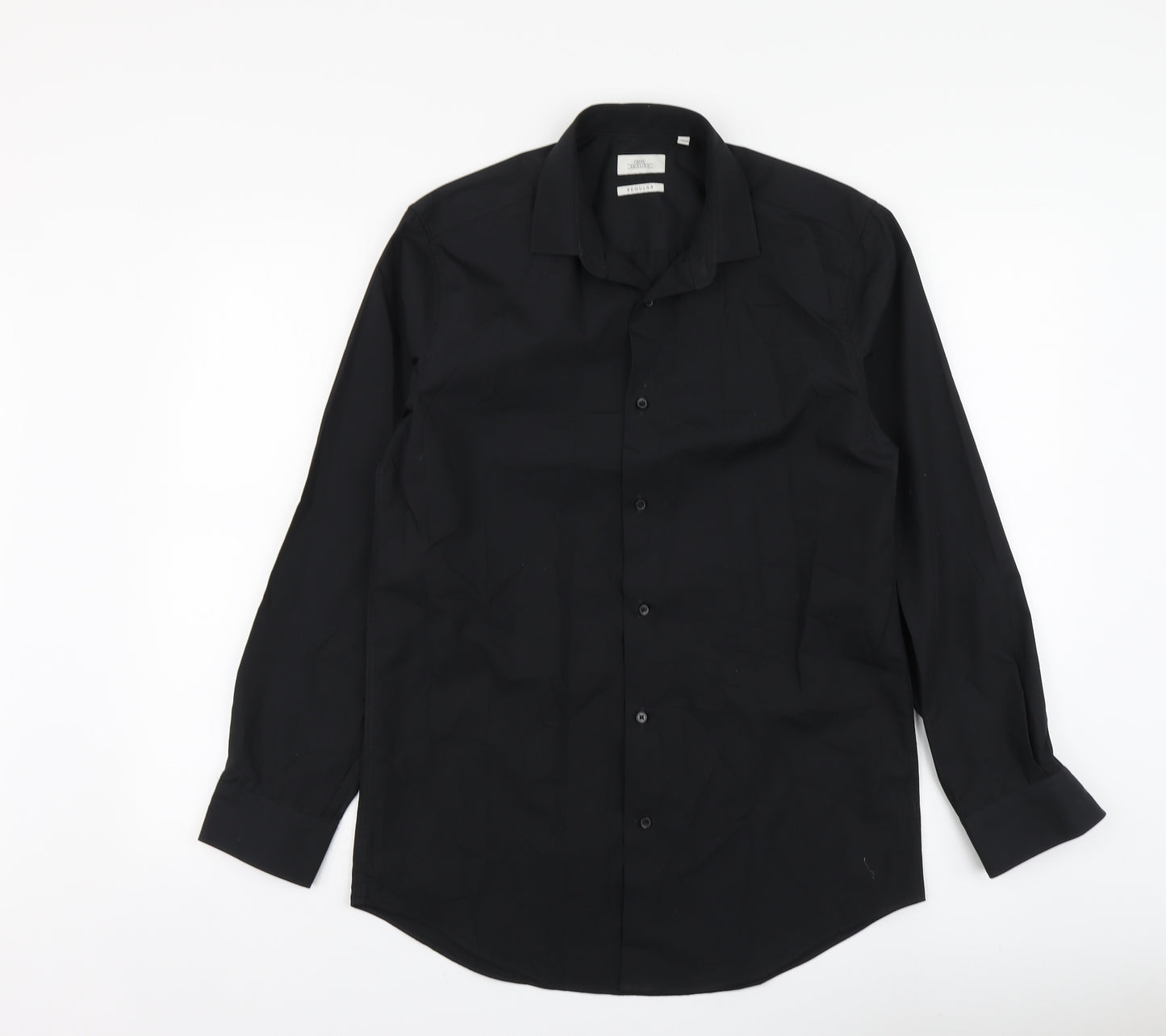 NEXT Mens Black Polyester Button-Up Size 15 Collared