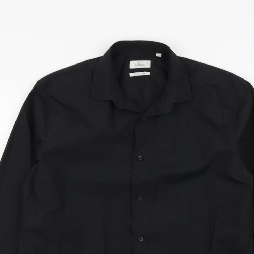 NEXT Mens Black Polyester Button-Up Size 15 Collared