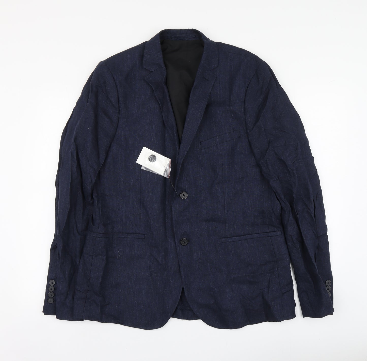 H&M Mens Blue Linen Jacket Suit Jacket Size 54