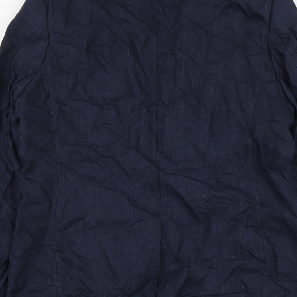 H&M Mens Blue Linen Jacket Suit Jacket Size 54