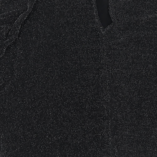 Dunnes Stores Womens Black Nylon Basic Blouse Size 12 Round Neck