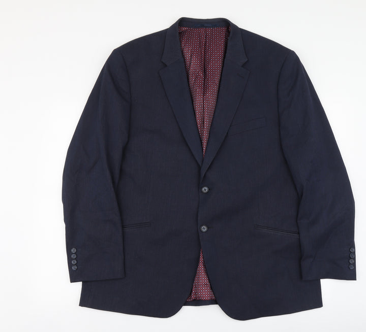 Brook Taverner Mens Blue Polyester Jacket Suit Jacket Size XL