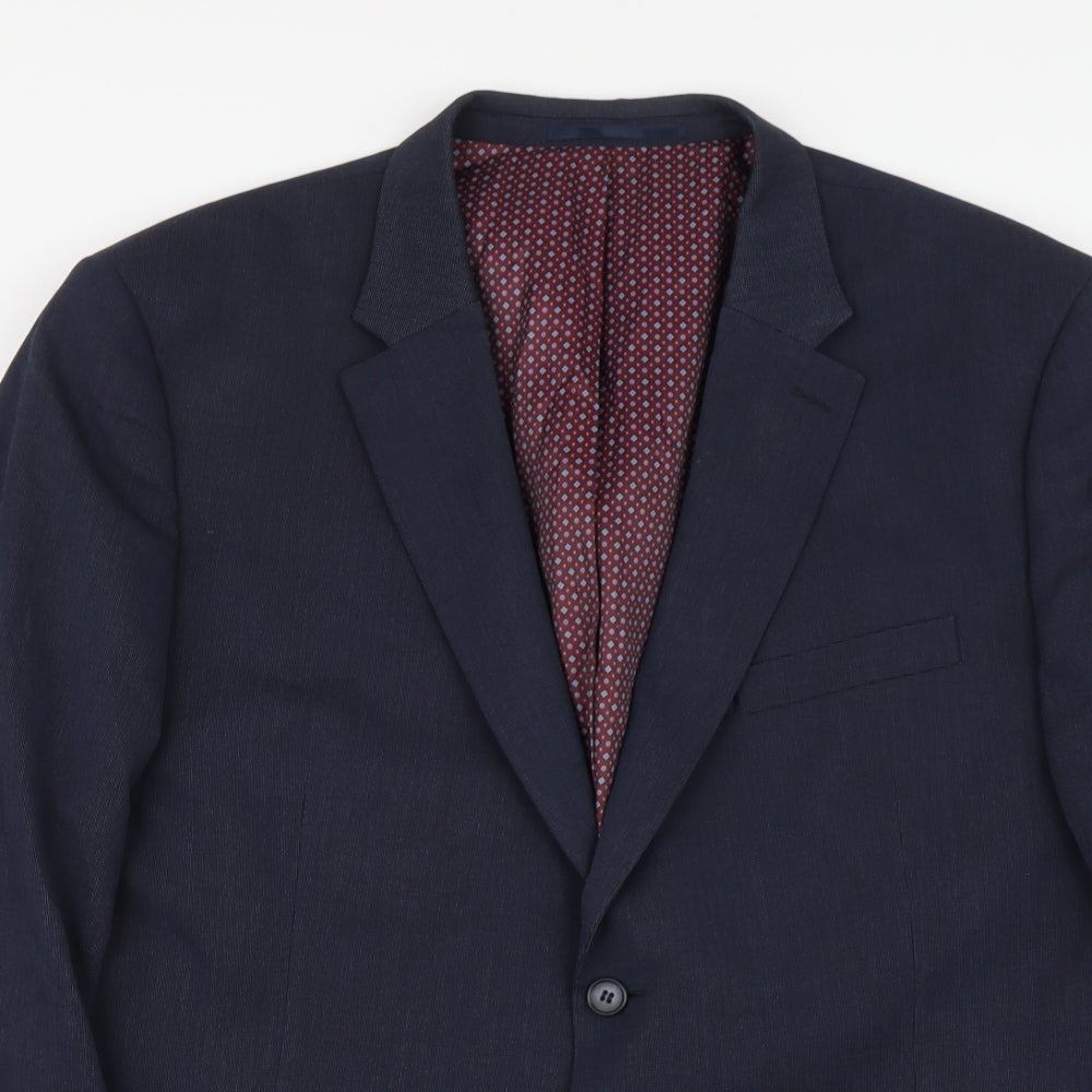 Brook Taverner Mens Blue Polyester Jacket Suit Jacket Size XL