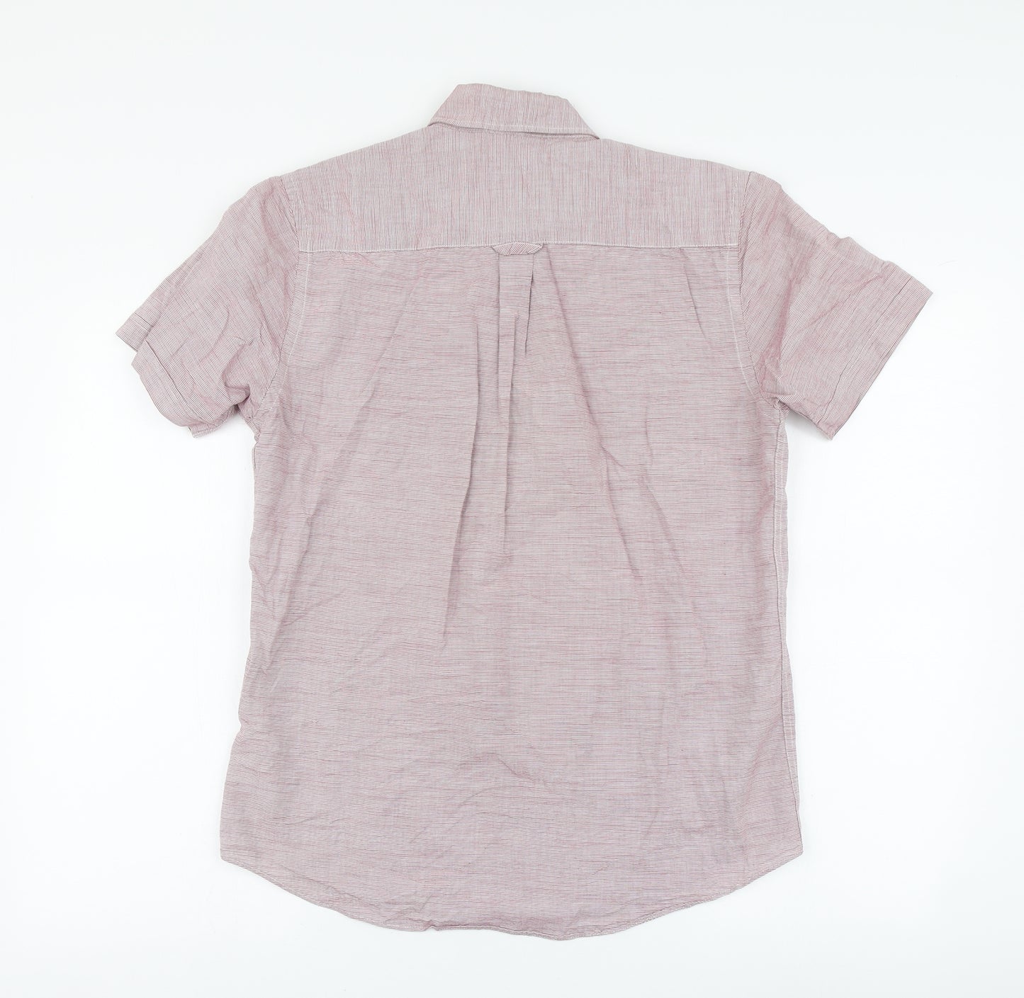 Maine Mens Pink Striped Cotton Button-Up Size S Collared