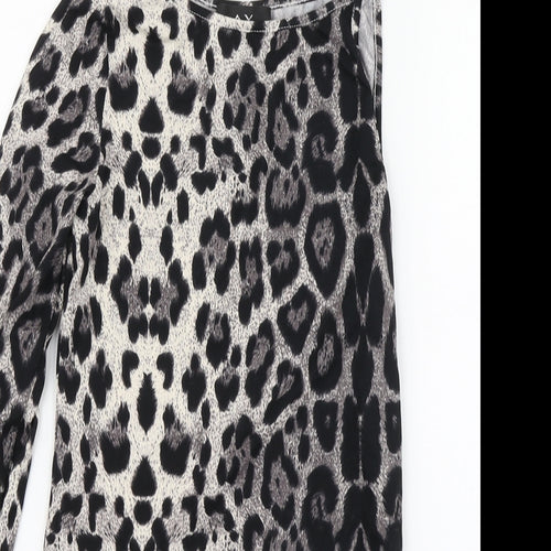 AX Womens Grey Animal Print Polyester Bodysuit One-Piece Size 12