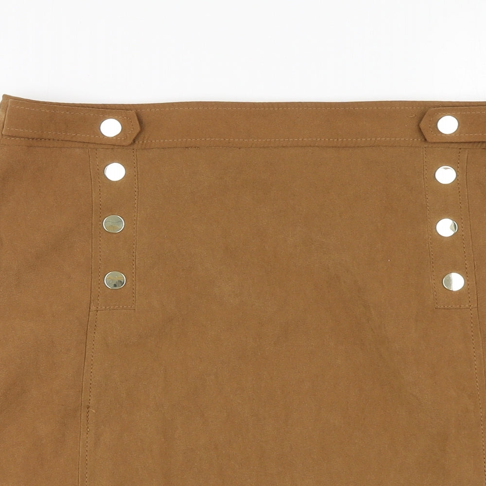 F&F Womens Brown Polyester A-Line Skirt Size 12