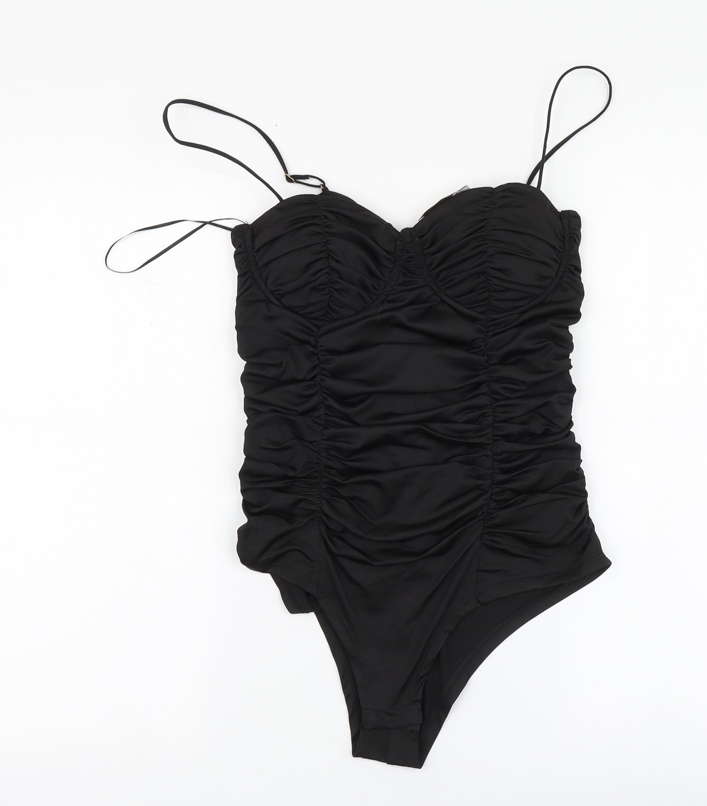 Vera&Lucy Womens Black Polyester Bodysuit One-Piece Size L