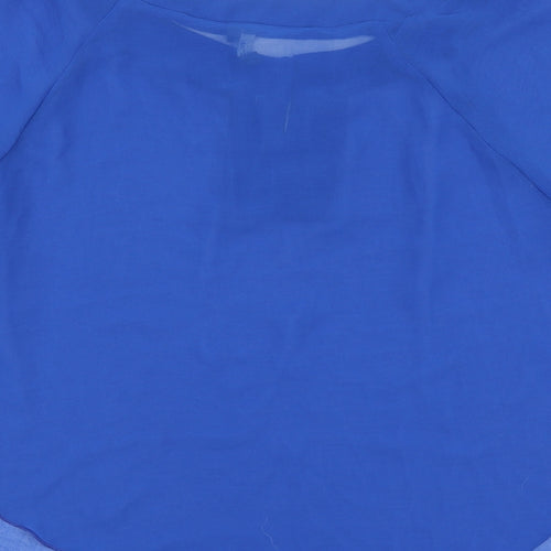 Envie Womens Blue Polyester Basic Blouse Size 8 Round Neck