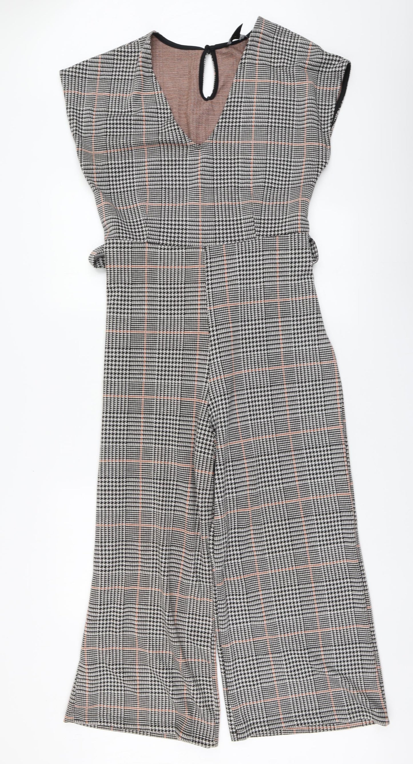 New Look Womens Grey Plaid Polyester Jumpsuit One-Piece Size 14