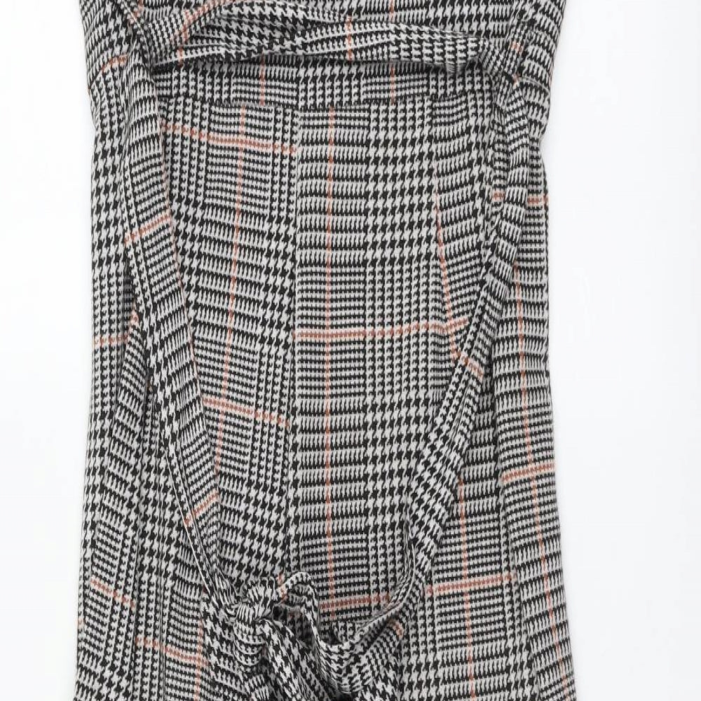 New Look Womens Grey Plaid Polyester Jumpsuit One-Piece Size 14