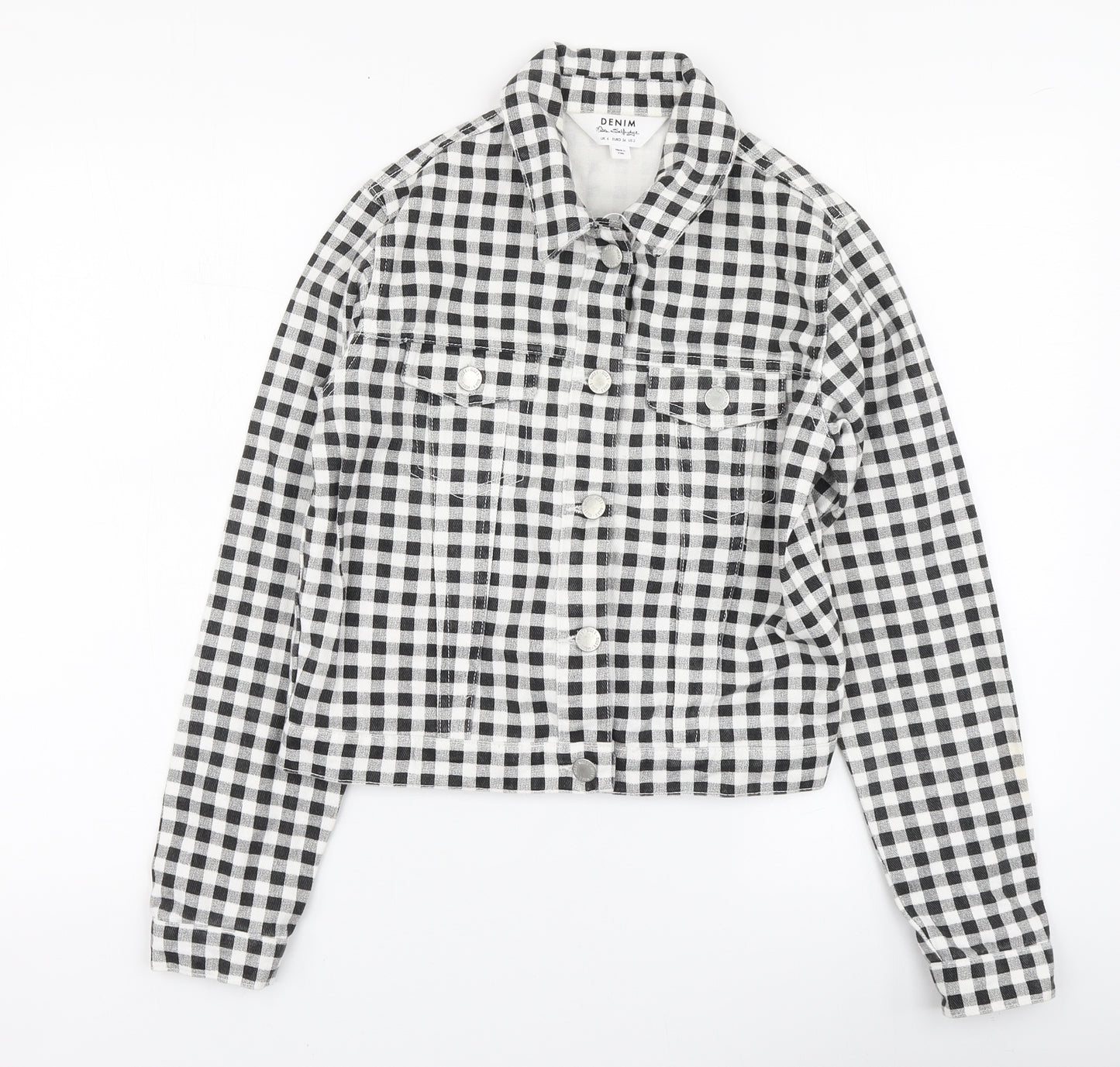 Miss Selfridge Womens Black Check Gilet Jacket Size 6