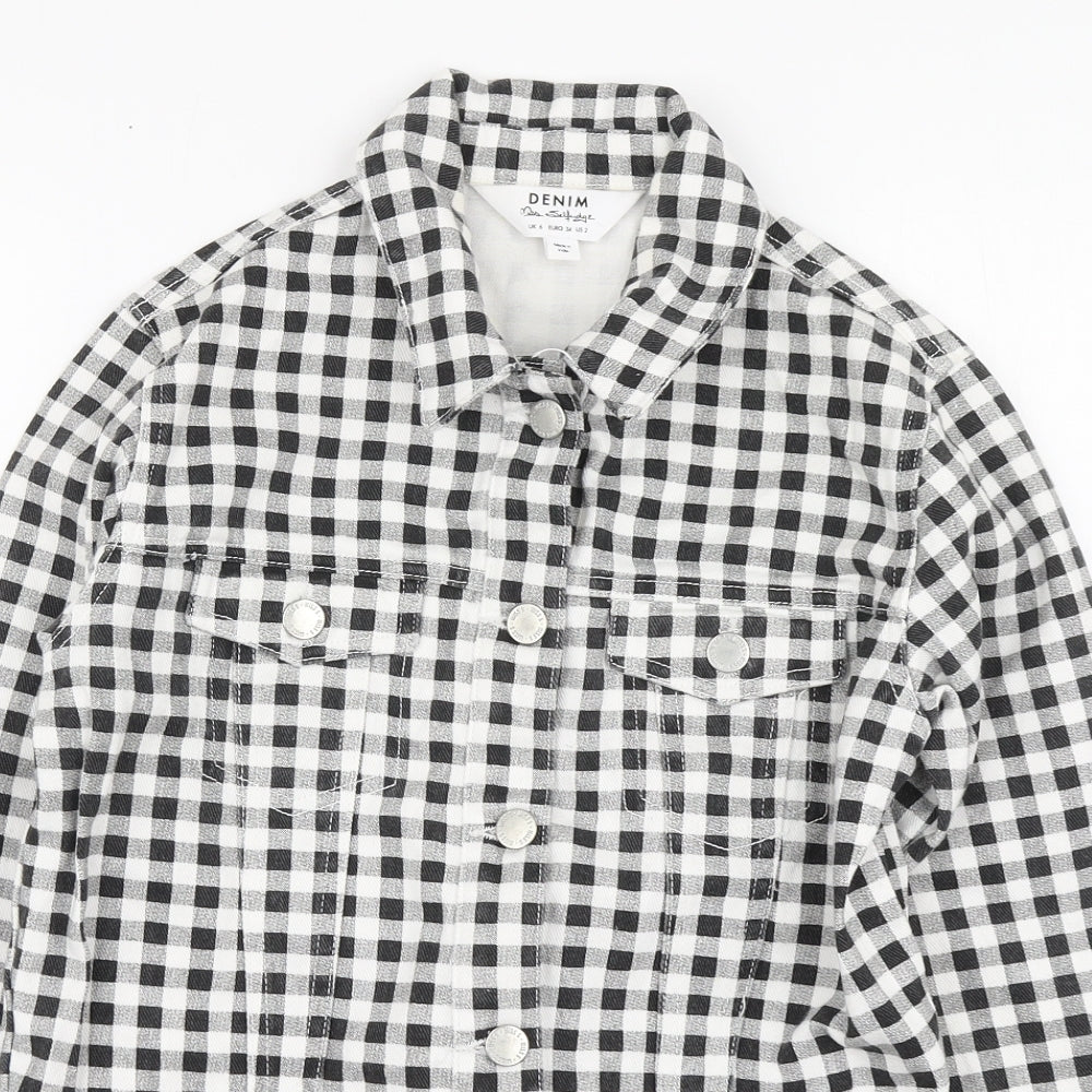 Miss Selfridge Womens Black Check Gilet Jacket Size 6