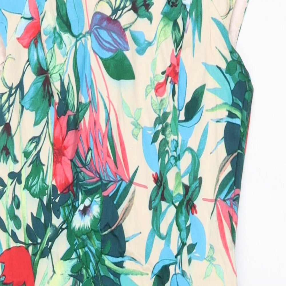 Marc Angelo Womens Multicoloured Floral Cotton A-Line Size 8 Round Neck