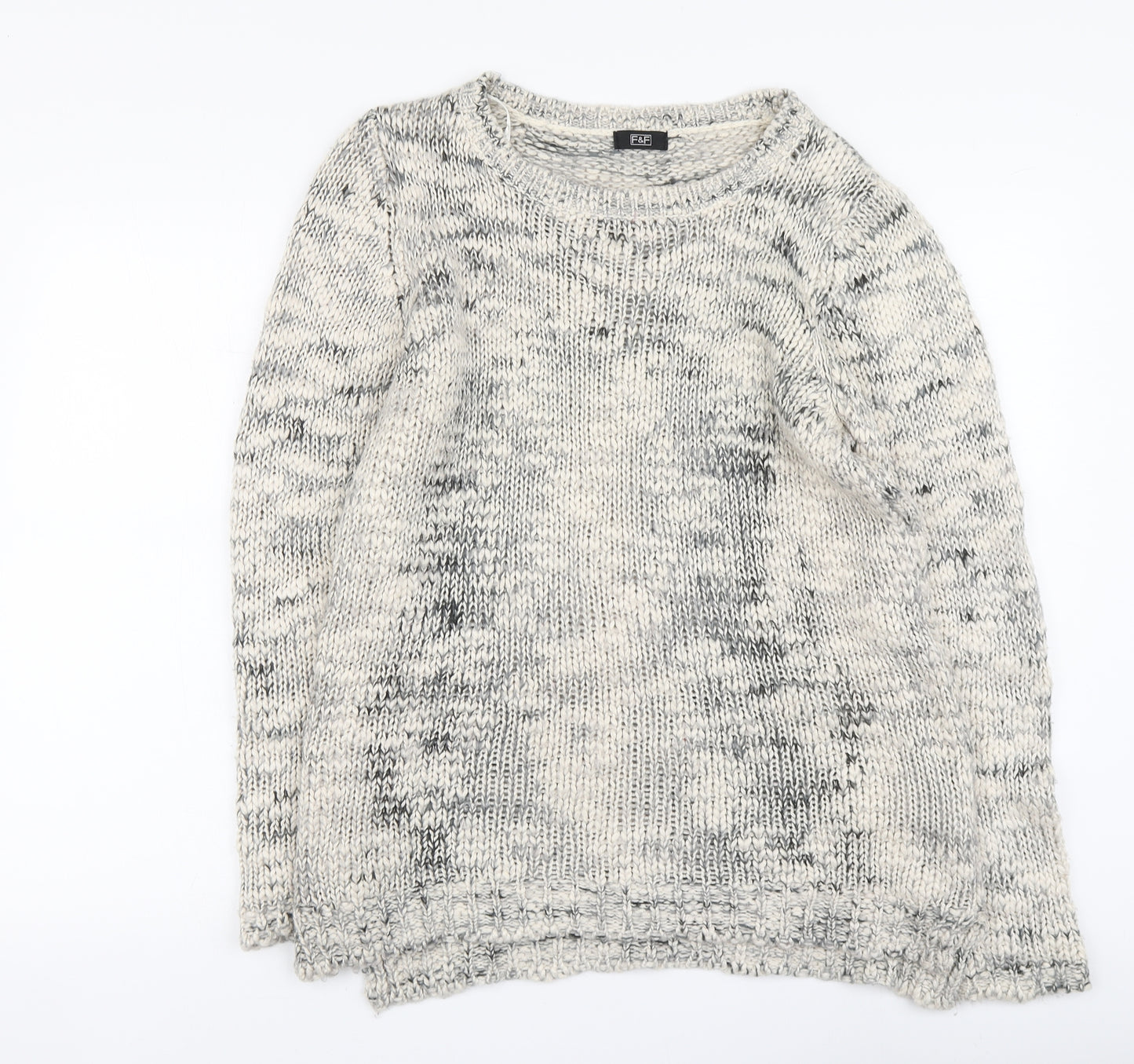F&F Womens Beige Round Neck Acrylic Pullover Jumper Size 14