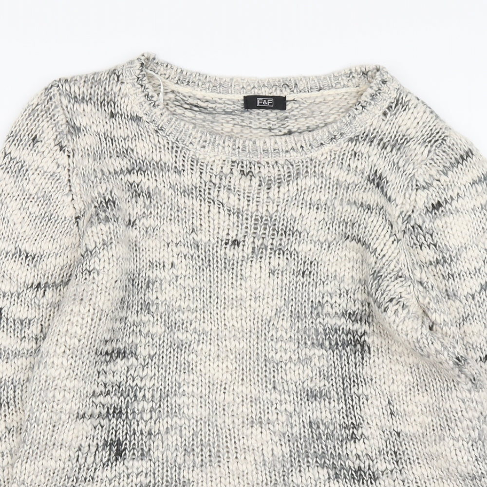 F&F Womens Beige Round Neck Acrylic Pullover Jumper Size 14