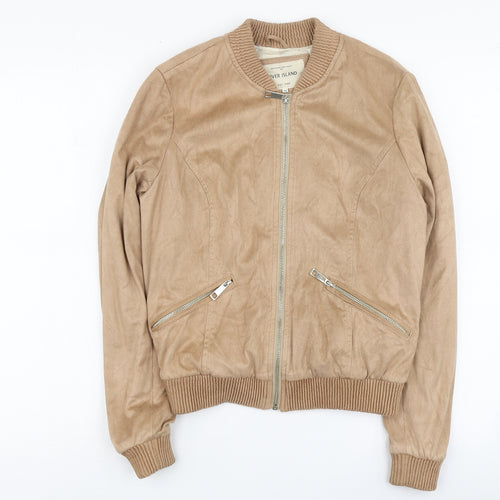 River Island Womens Beige Bomber Jacket Jacket Size 10