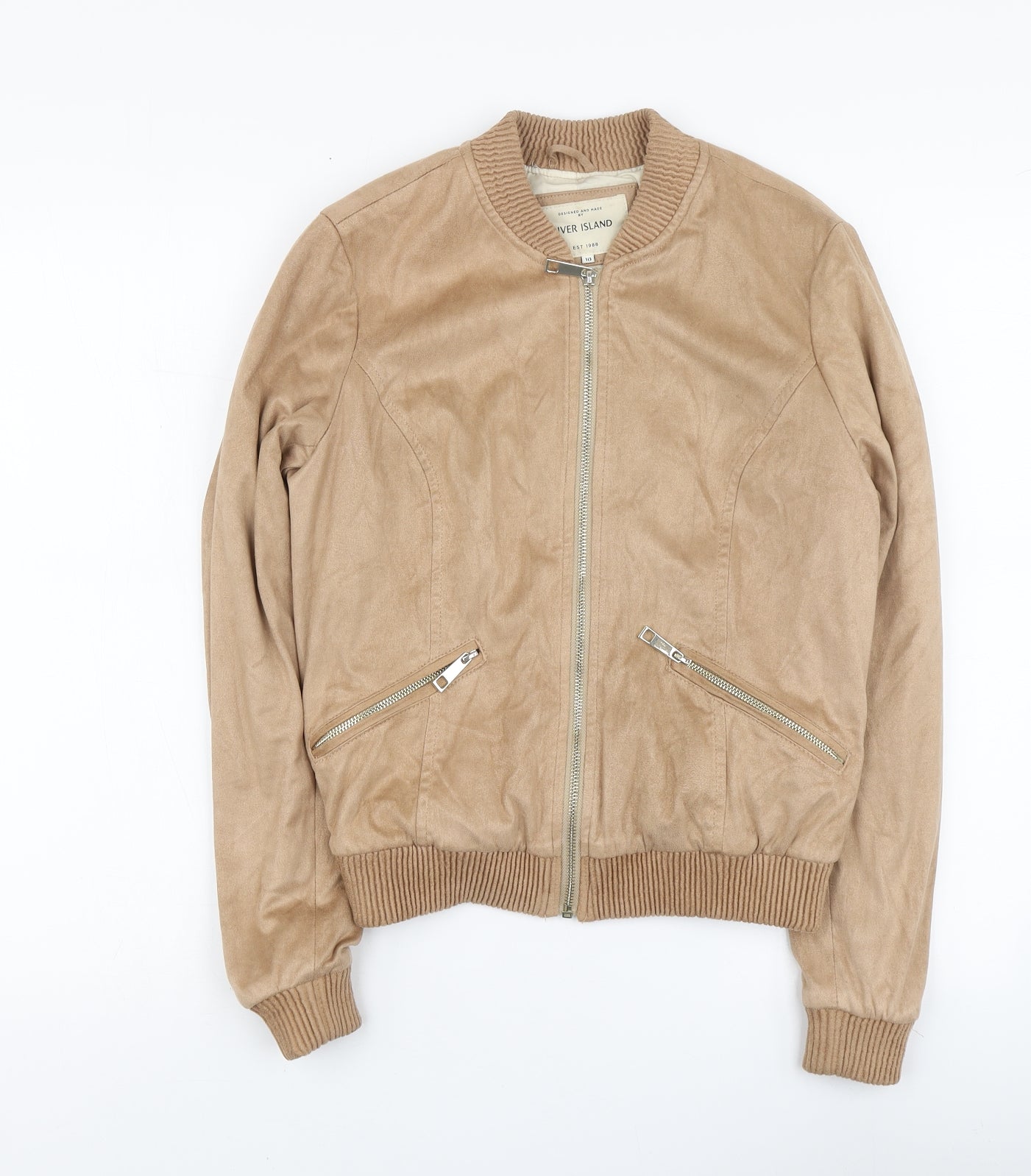 River Island Womens Beige Bomber Jacket Jacket Size 10