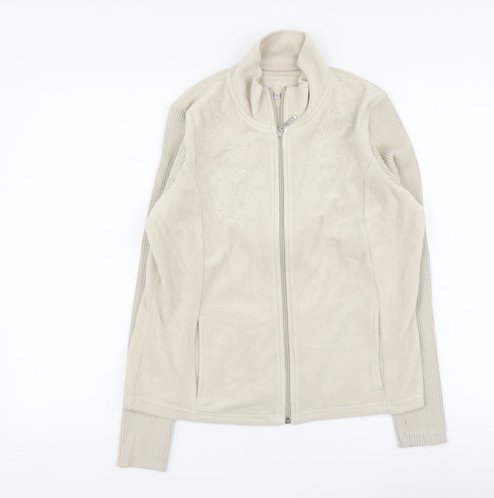 Per Una Womens Beige Polyester Full Zip Hoodie Size M