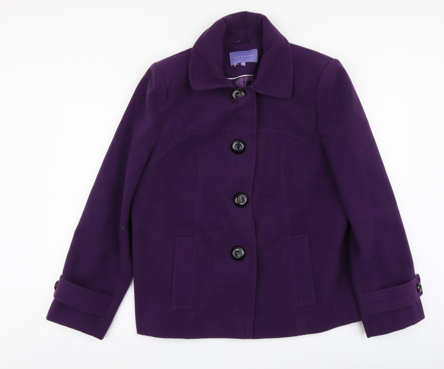 Autonomy Womens Purple Pea Coat Coat Size 16