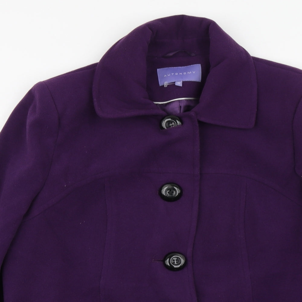 Autonomy Womens Purple Pea Coat Coat Size 16