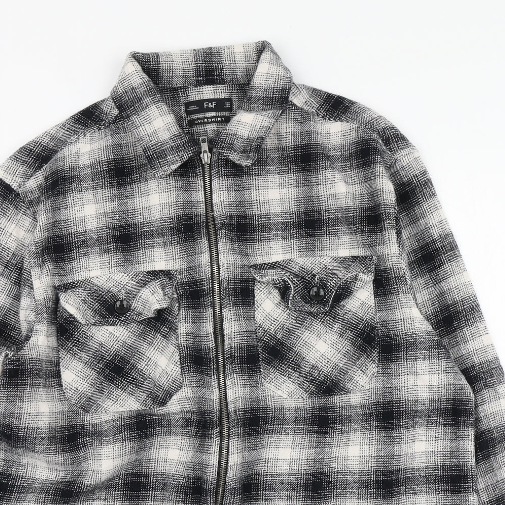 F&F Mens Gold Plaid Cotton Button-Up Size M Collared - Overshirt