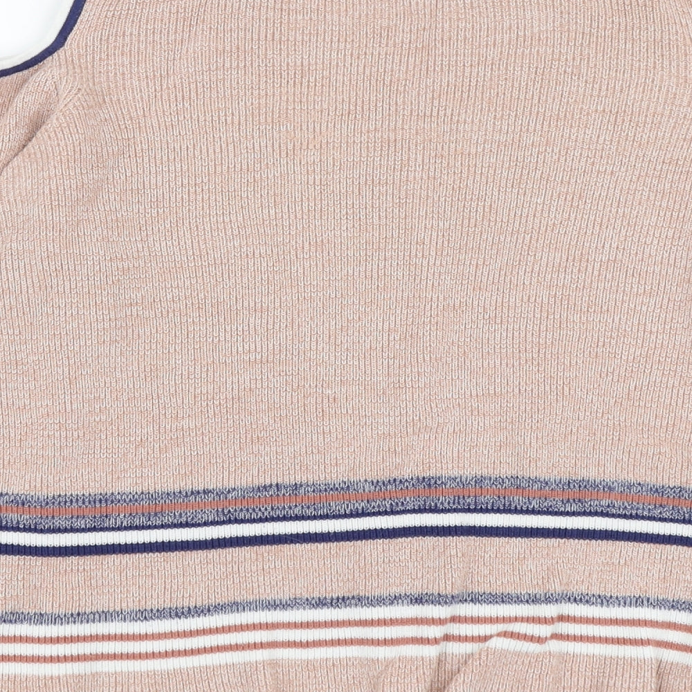 Papaya Womens Pink Round Neck Striped Cotton Pullover Jumper Size 10