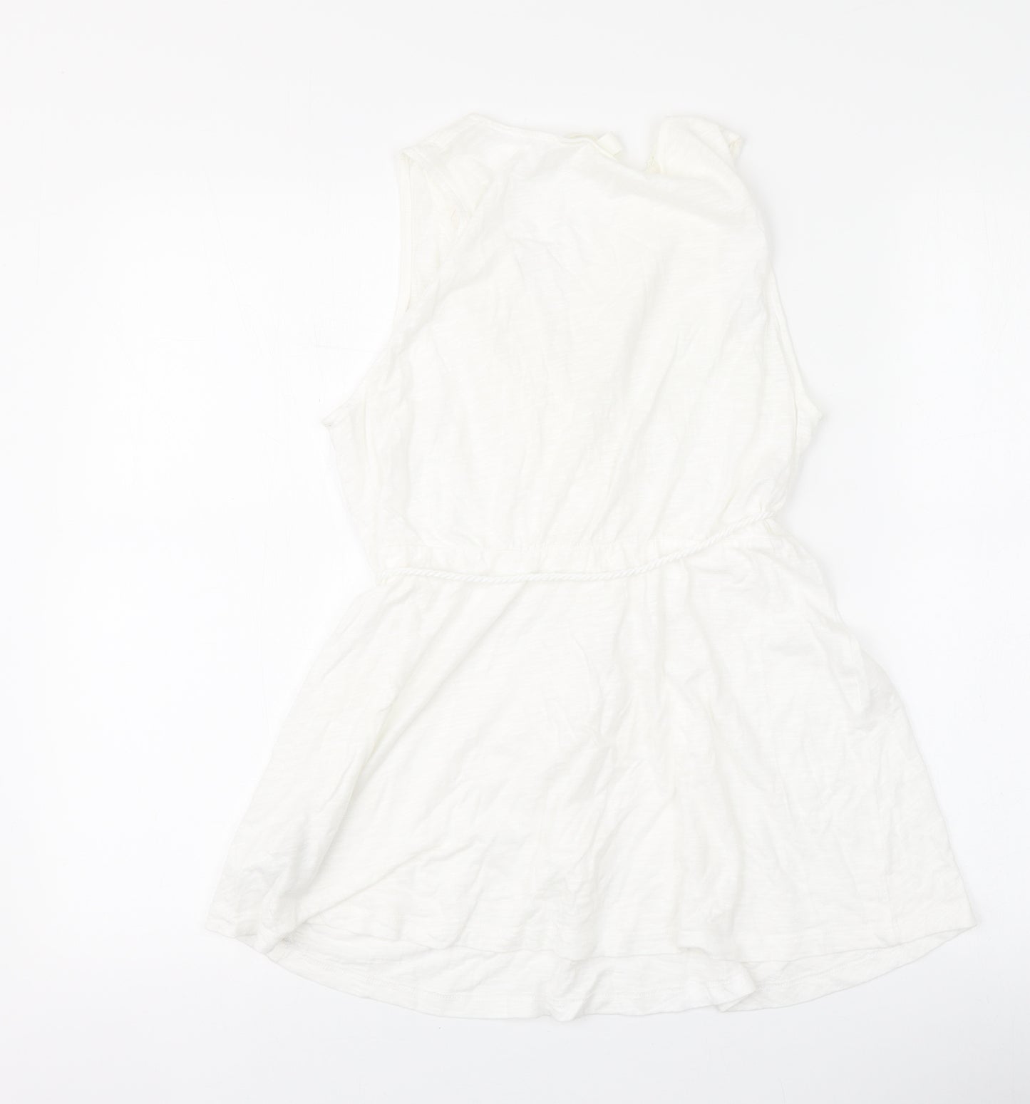 H&M Womens White Cotton Basic Blouse Size M V-Neck