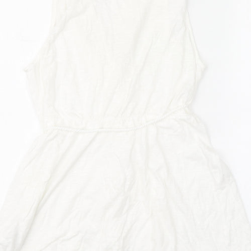 H&M Womens White Cotton Basic Blouse Size M V-Neck
