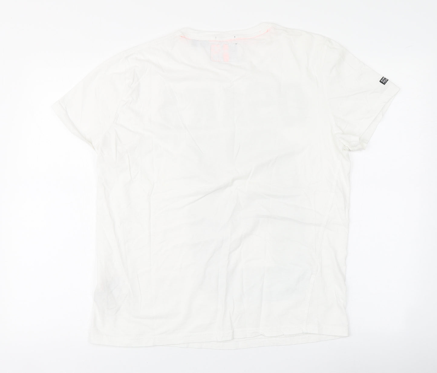 Superdry Mens White Cotton T-Shirt Size XL Round Neck