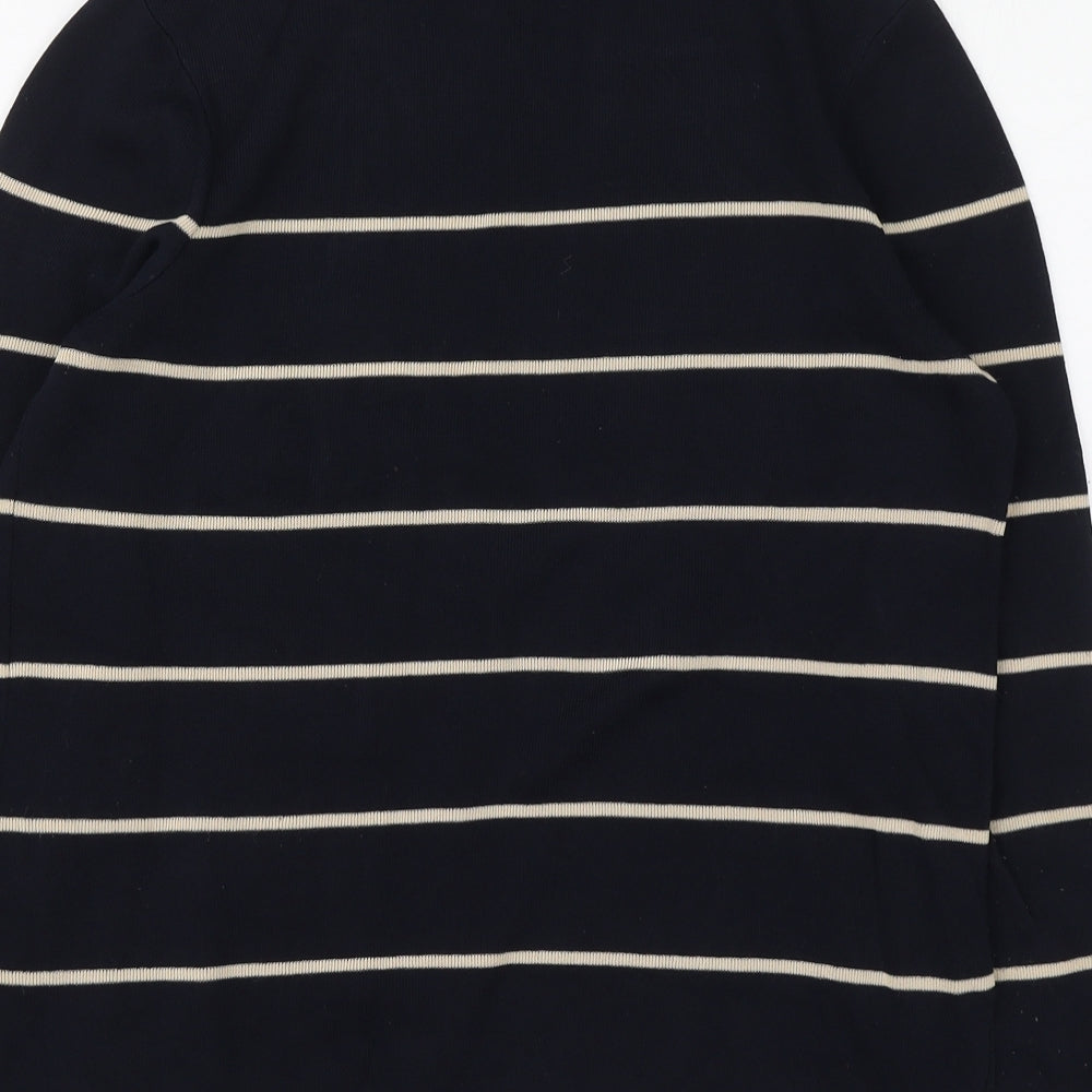 Warehouse Womens Blue High Neck Striped Viscose Pullover Jumper Size 10
