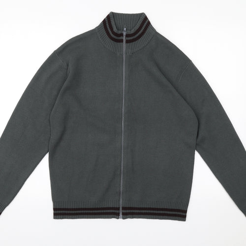 Simon Clark Mens Green High Neck Acrylic Full Zip Jumper Size M