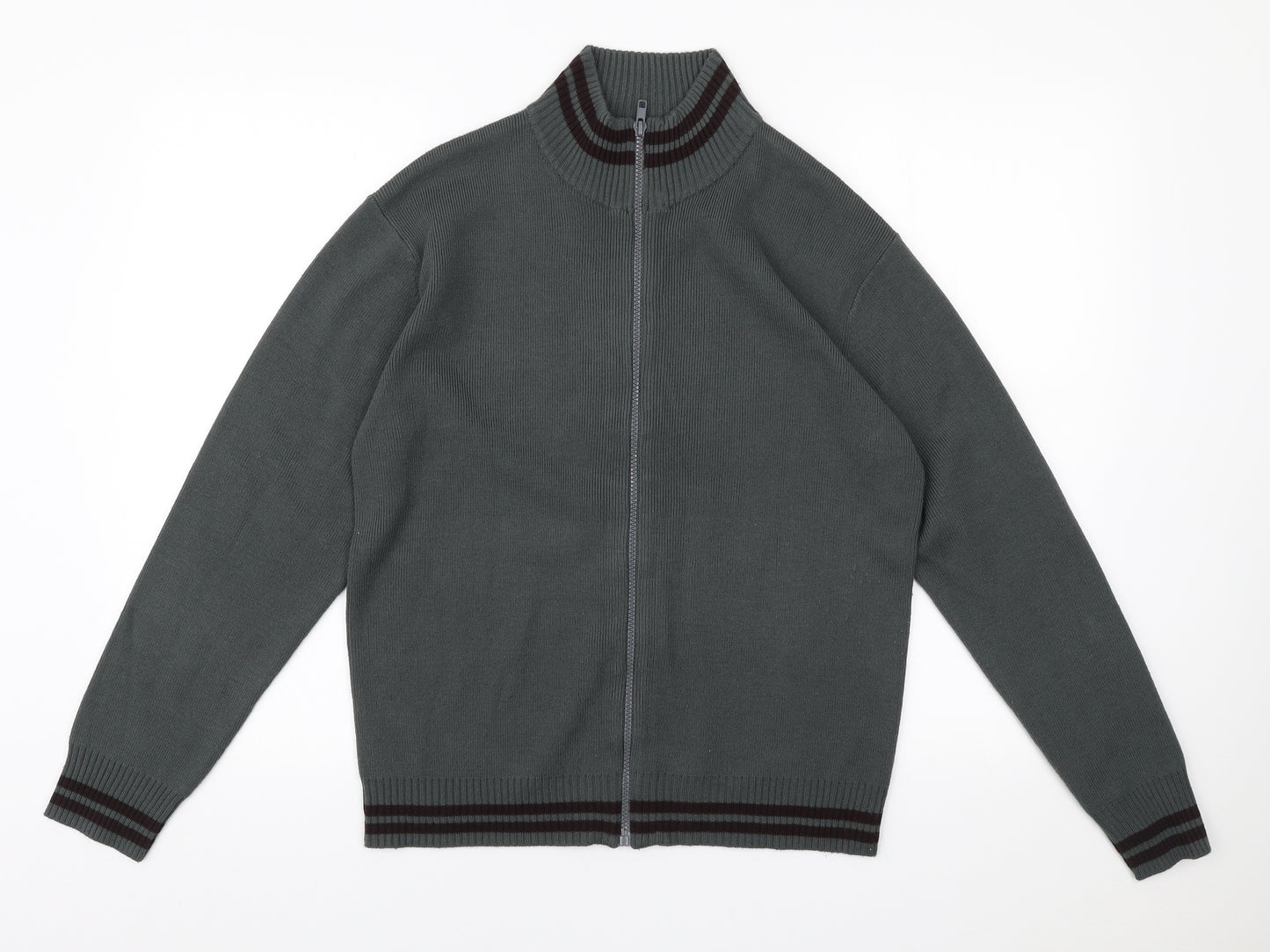 Simon Clark Mens Green High Neck Acrylic Full Zip Jumper Size M