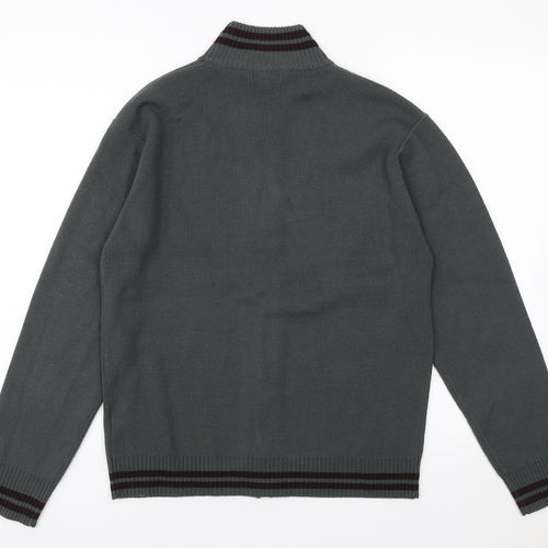Simon Clark Mens Green High Neck Acrylic Full Zip Jumper Size M