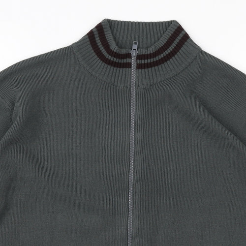 Simon Clark Mens Green High Neck Acrylic Full Zip Jumper Size M