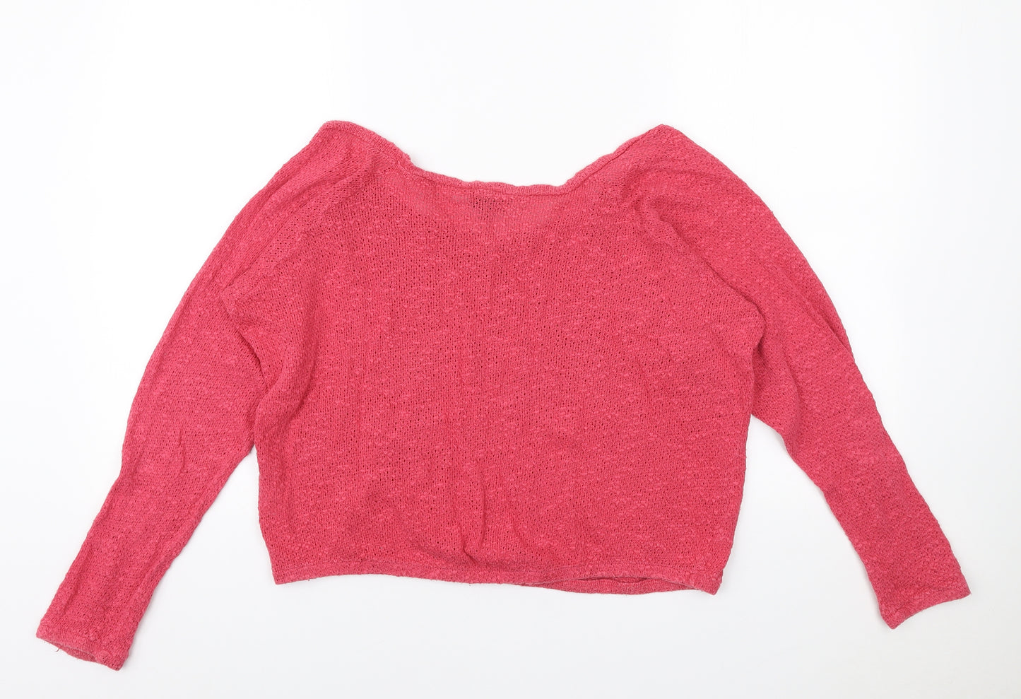 Topshop Womens Pink Scoop Neck 100% Cotton Pullover Jumper Size 10