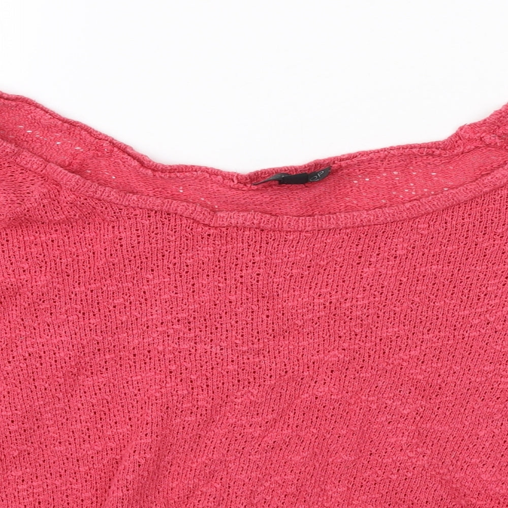 Topshop Womens Pink Scoop Neck 100% Cotton Pullover Jumper Size 10